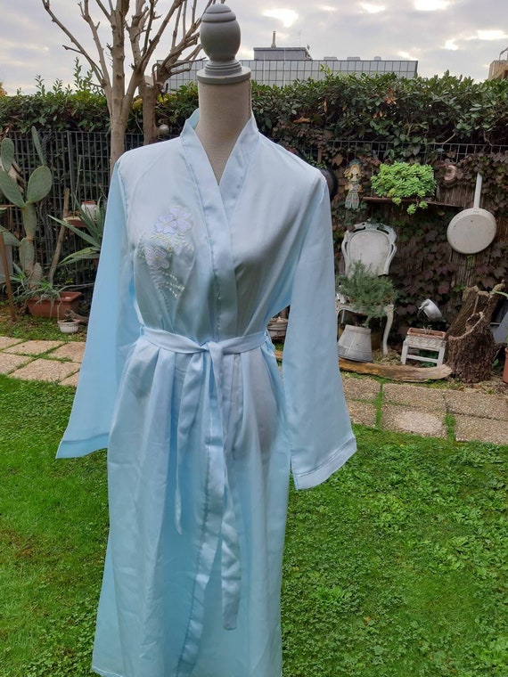 Shabby chic dressing gown vintage sky light blue s