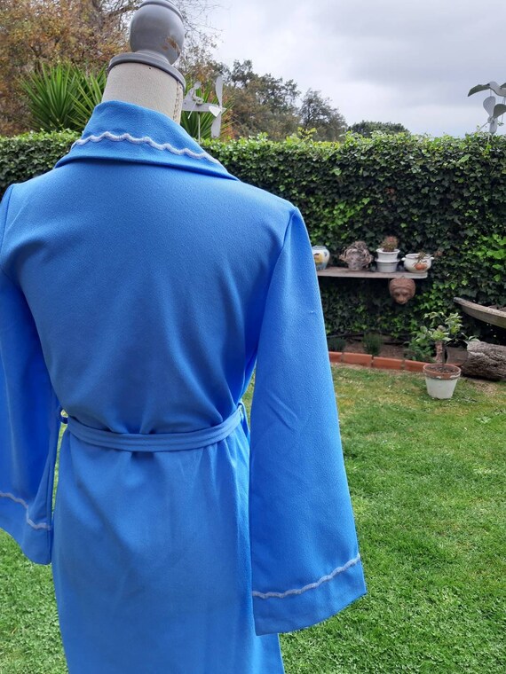 Dressing gown shabby chic vintage 70s antique blu… - image 8