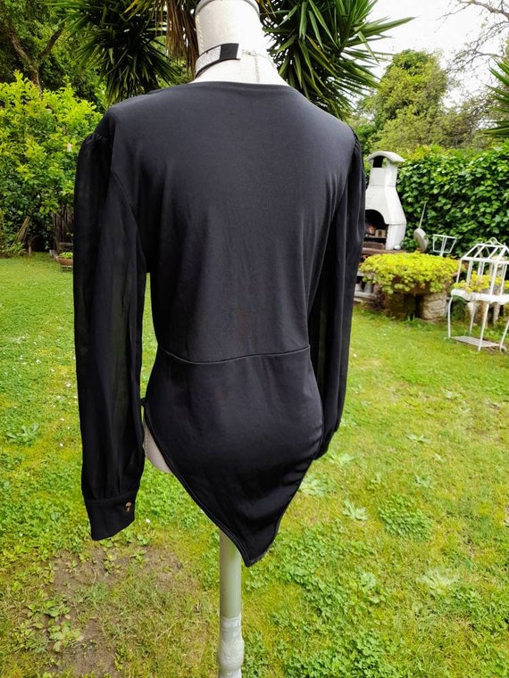 Sensual body shirt black body elegant sleeves chi… - image 10