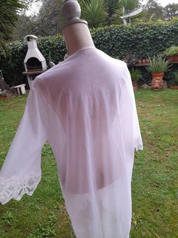 White robe vintage 40s shabby chic tulle chiffon … - image 6