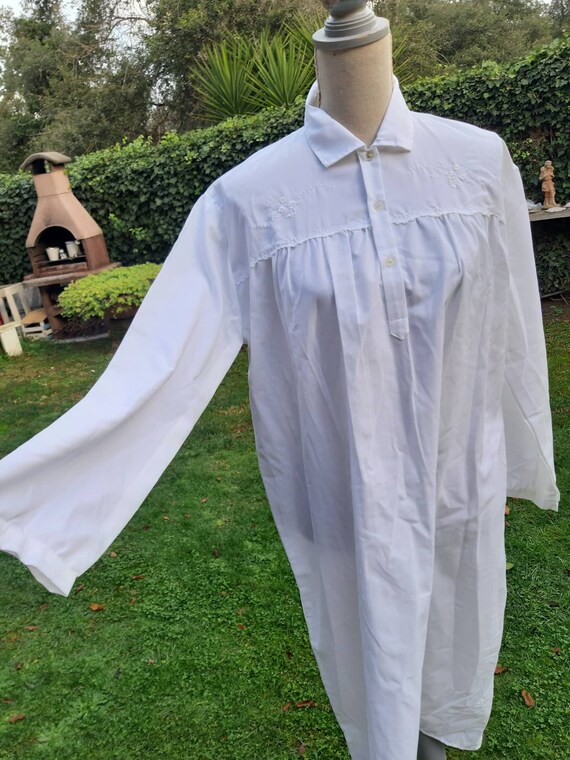 Nightgown white gown vintage cotton terital grandm