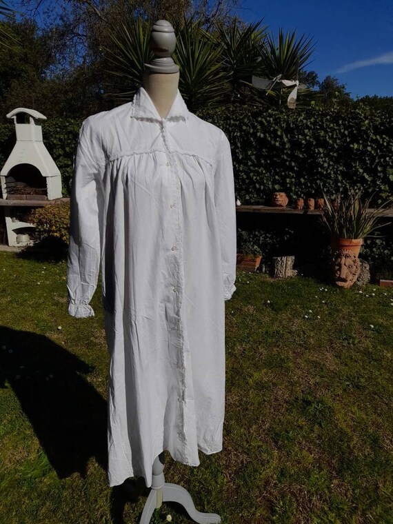 Bata blanca vintage anos 40 baul de la abuela algodon natural blanco shabby chic mujer guerra baul de la abuela bata de algodon madre blanca Etsy Mexico