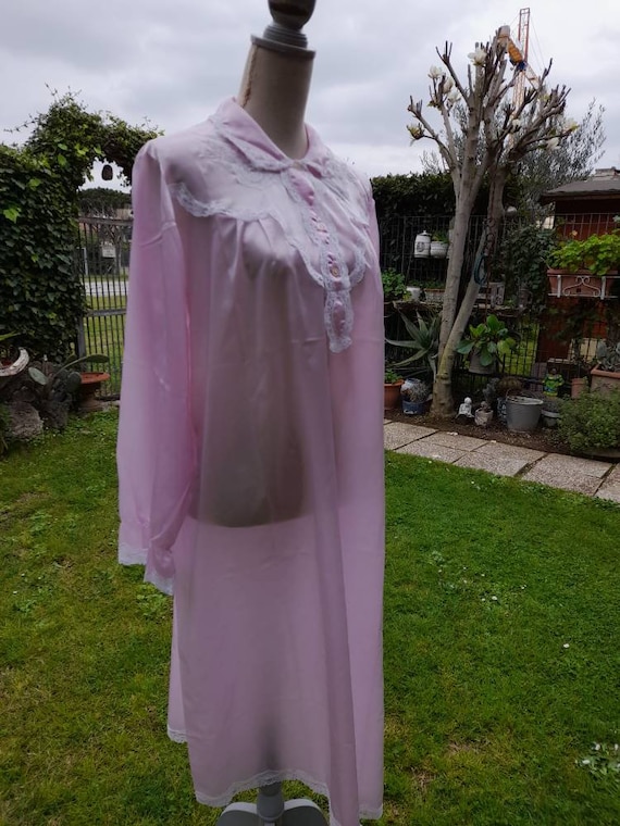 Camicia da notte vintage rosa violetto sposa shab… - image 3