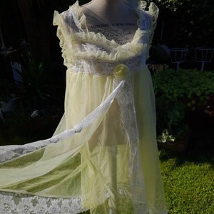 Yellow nightgown vintage 40s Marie Antoinette style nightgown bride wedding shabby chic cloud romantic ITALIAN fashion doll style image 5