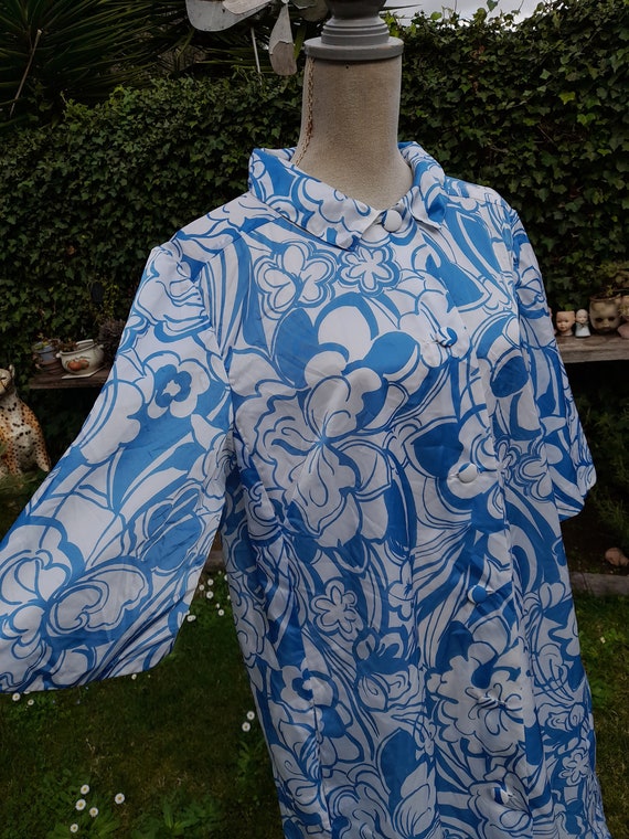 Vestaglia chic vintage floreale bianco blu donna … - image 1