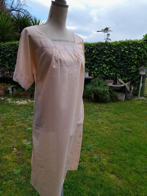 Vintage 50s salmon pink nightgown grandmother's l… - image 8