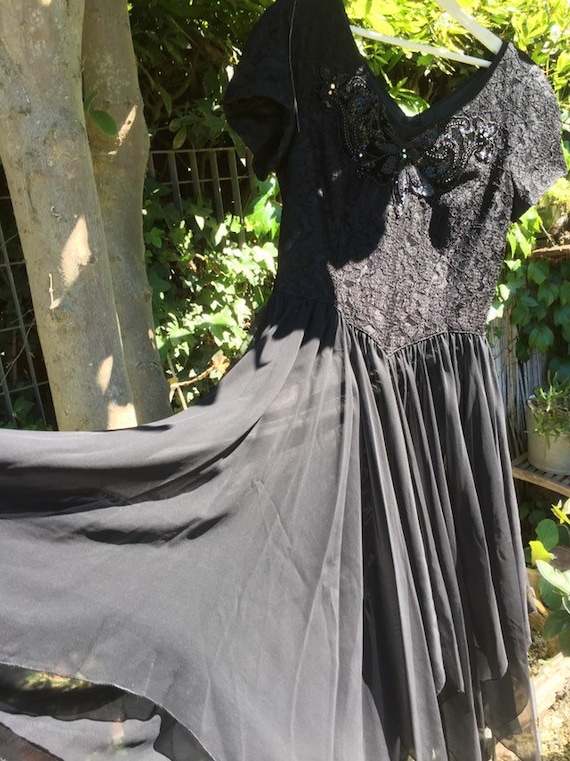 Alta Calidad Elegante Vestido Negro Mujer Vintage Damas Ajuste