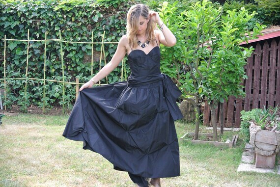 Dress black dress woman black satin tulle party d… - image 4