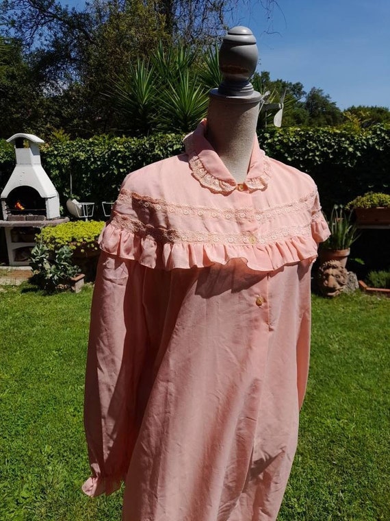 Jane Eyre style nightgown vintage 50s salmon peac… - image 2