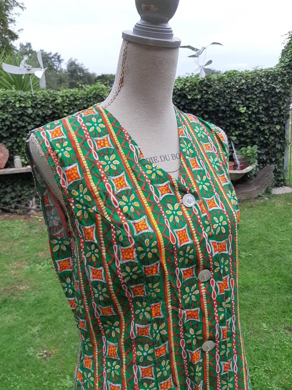 Home dress apron 3 vintage linen kitchen house 60s
