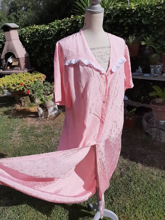 Shabby chic vintage robe 50s pink damask flowers … - image 5