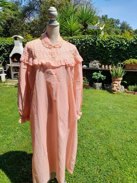 Jane Eyre style nightgown vintage 50s salmon peac… - image 4