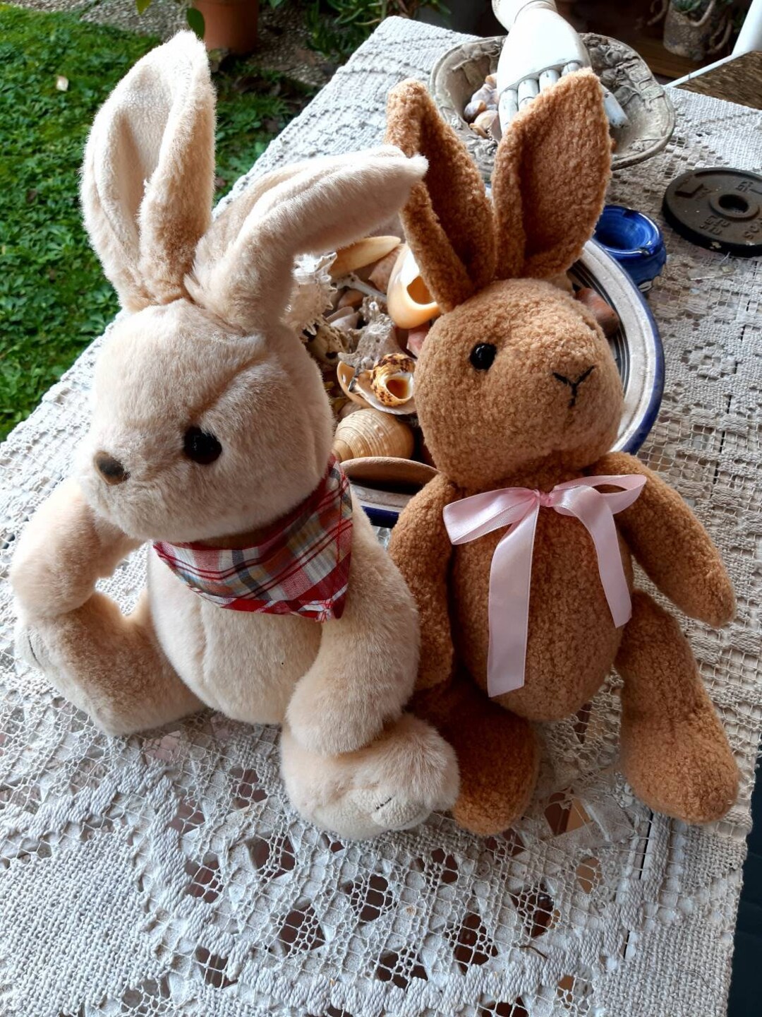 2 Vintage Rabbits 80s Plush Shabby Chic Antique Toy Vintage Bunny Home ...