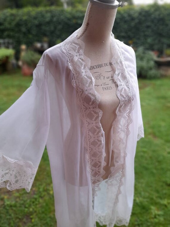 White robe vintage 40s shabby chic tulle chiffon … - image 10