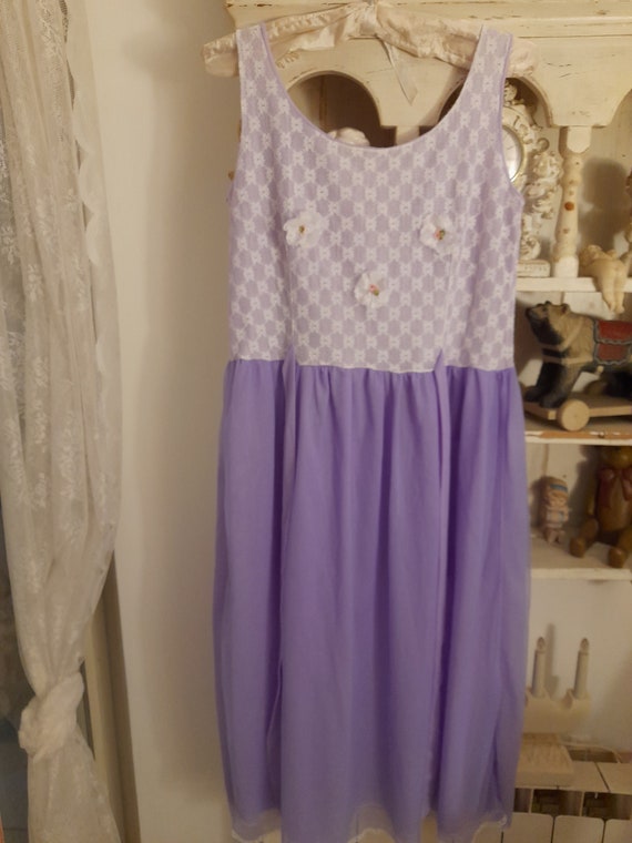 Gorgeous shabby chic nightdress vintage violet tu… - image 9