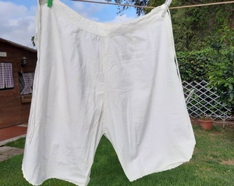 Bloomers antique knickers unisex vintage white natural cotton grandmother's trunk vintage lingerie early 1900s linen