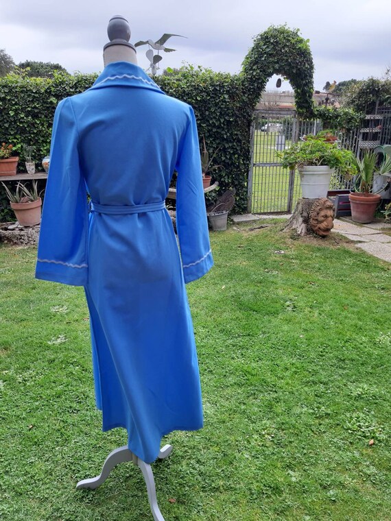 Dressing gown shabby chic vintage 70s antique blu… - image 6