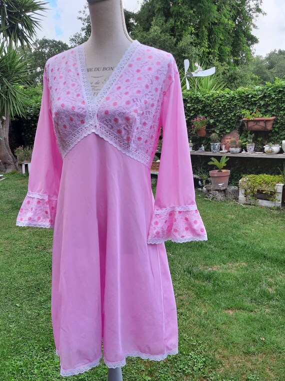 Vintage nightgown true 60s pink pink nightgown shabby… Gem