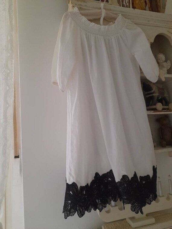 Black white tunic cotton tunic 80s vintage boho s… - image 10