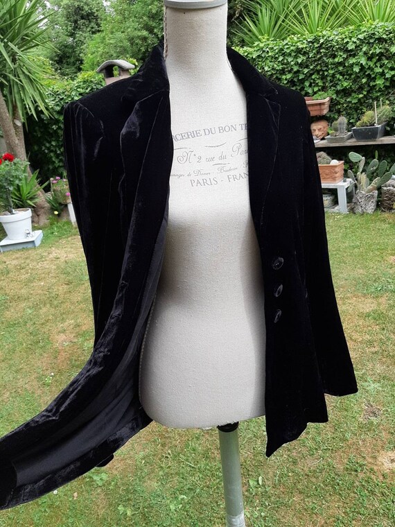 Vintage jacket woman black blazer velvet woman di… - image 10