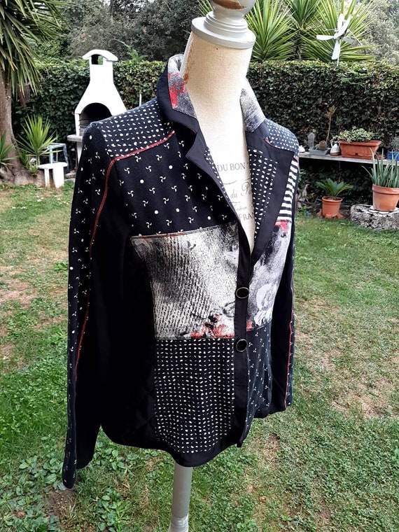 Vintage jacket woman black blazer cotton woman di… - image 6