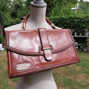 Sac de dossier unisexe vintage 70s sac en cuir en cuir brun en cuir designer italien créations élégantes Wanda sac à main en cuir italien Wanda