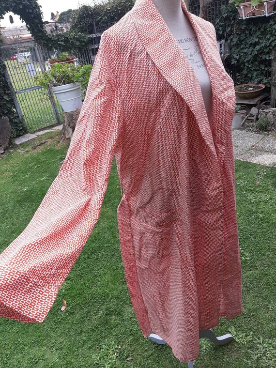 Men's Dressing Gown 70s Vintage Orange White Psychede… Gem