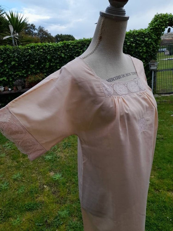 Vintage 50s salmon pink nightgown grandmother's l… - image 2