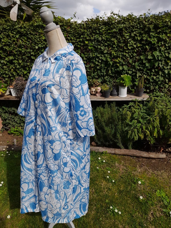 Vestaglia chic vintage floreale bianco blu donna … - image 4