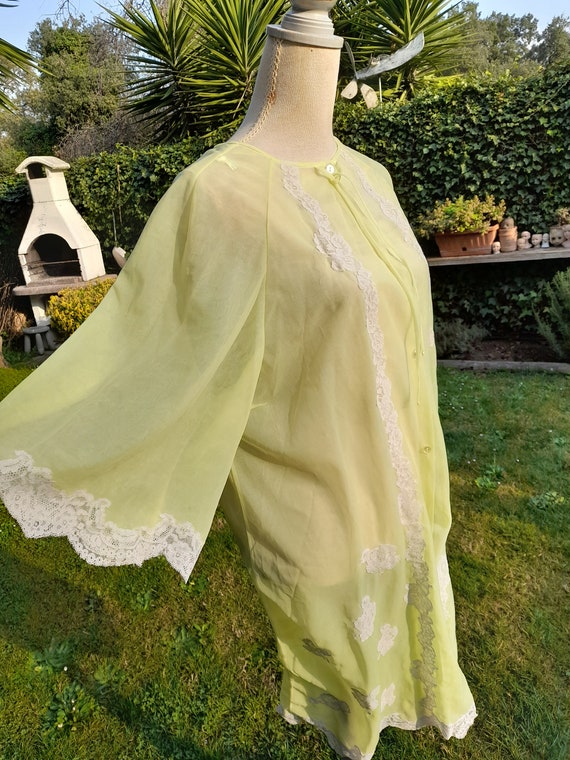 Delicate green dressing gown vintage 40s shabby c… - image 6