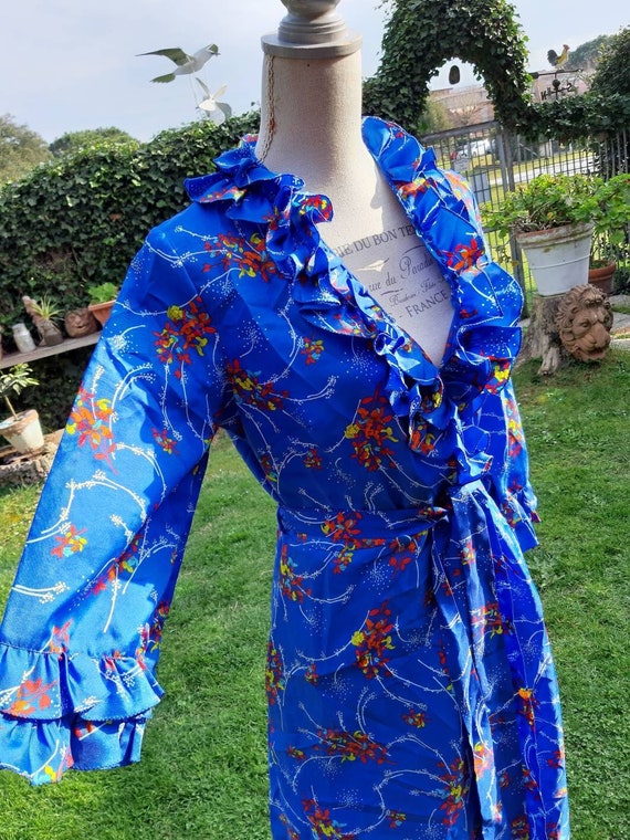 Dressing gown 70s hippie Hollywood vintage ruffle… - image 2