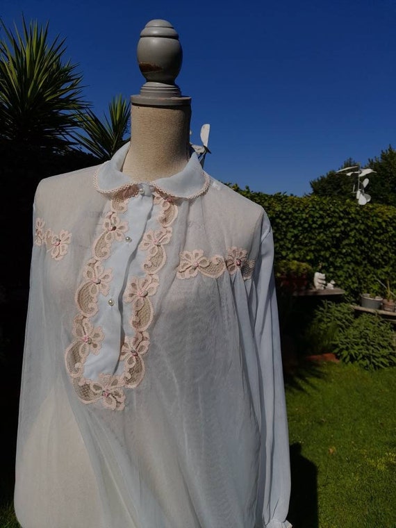 Camicia da notte celeste vintage nuvola del cielo… - image 1