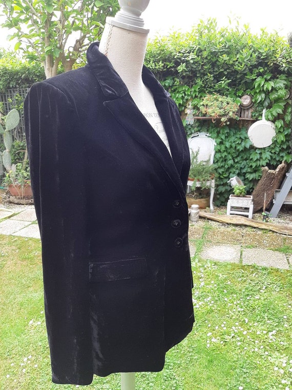 Vintage jacket woman black blazer velvet woman di… - image 6