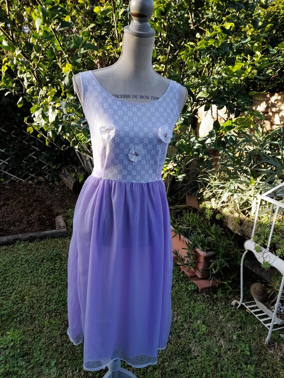 Gorgeous shabby chic nightdress vintage violet tu… - image 8