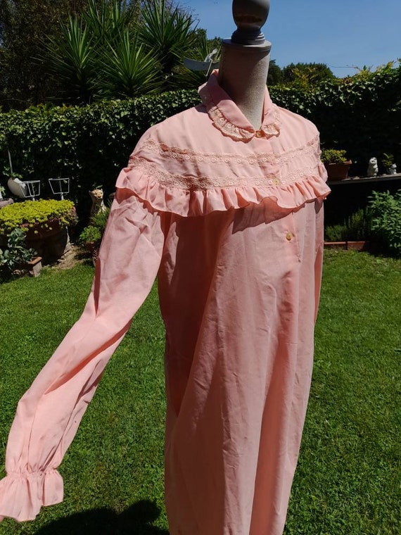 Jane Eyre style nightgown vintage 50s salmon peac… - image 1