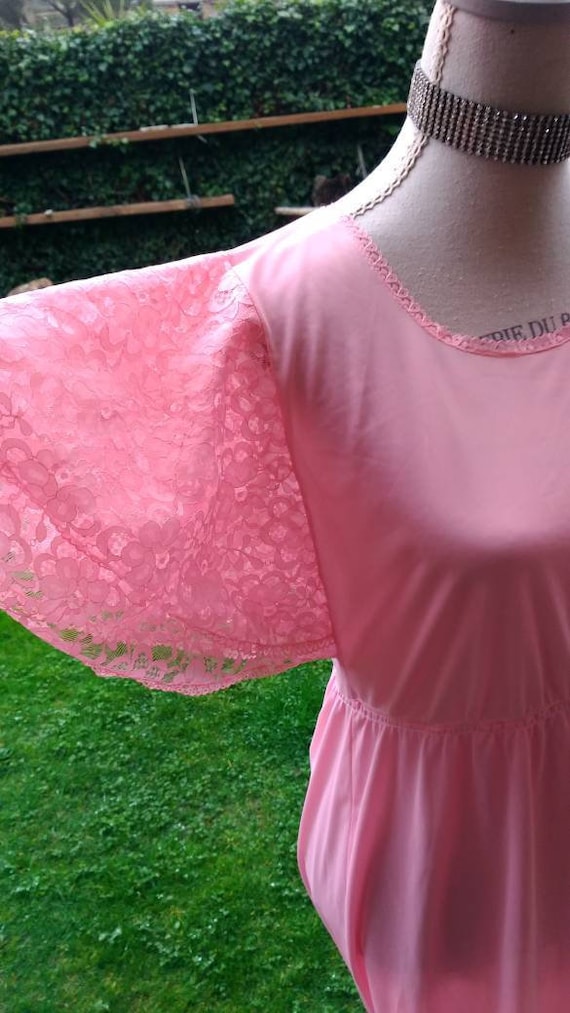 Pink nightgown vintage shabby chic bridal lace pi… - image 2