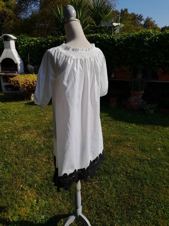 Black white tunic cotton tunic 80s vintage boho s… - image 9