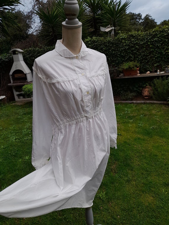 Antique nightgown nightgown white shirt 900s vint… - image 1