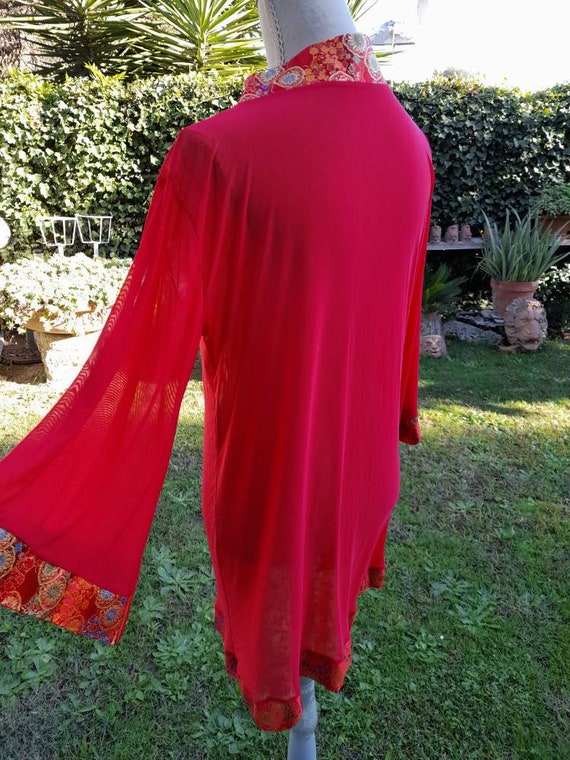 Red robe kimono style short lingerie jacket gift … - image 4
