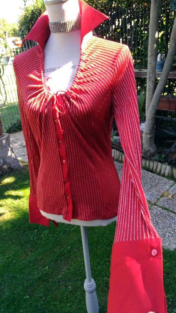 Red blouse red Chemise blazer disco disco disco re