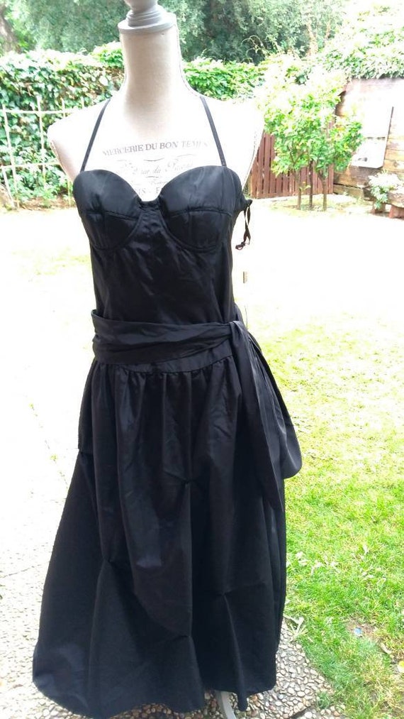 Dress black dress woman black satin tulle party d… - image 1