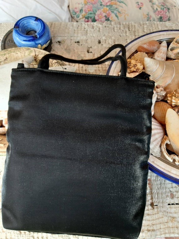 Retro clutch bag elegant vintage satin black chic… - image 4