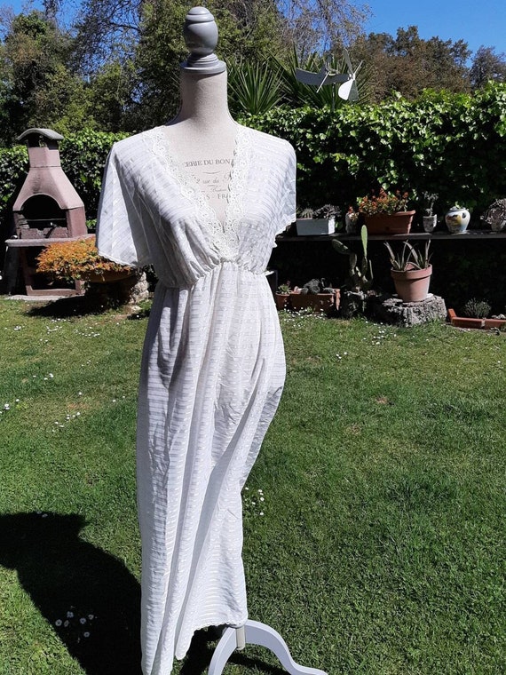 White silver nightgown Shabby chic vintage nightgo