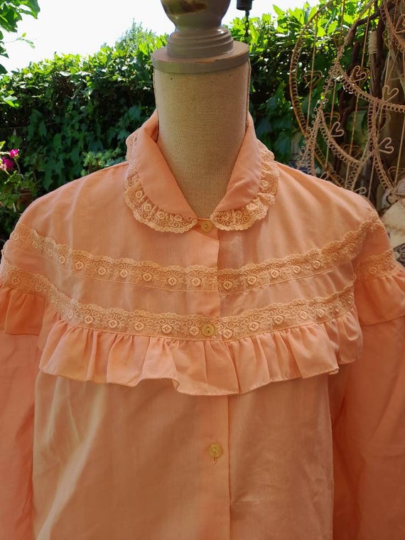 Jane Eyre style nightgown vintage 50s salmon peac… - image 5