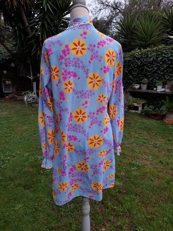 Vintage 70s short nightdress psychedelic chic flo… - image 6