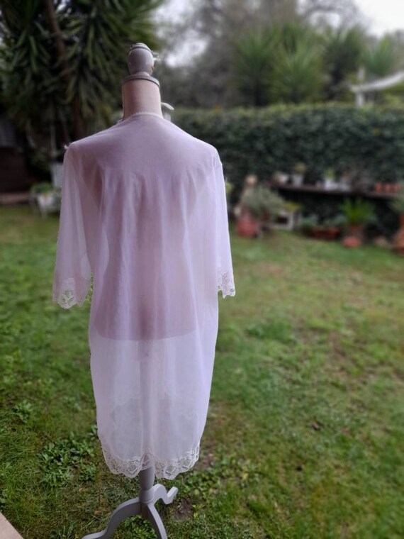 White robe vintage 40s shabby chic tulle chiffon … - image 8