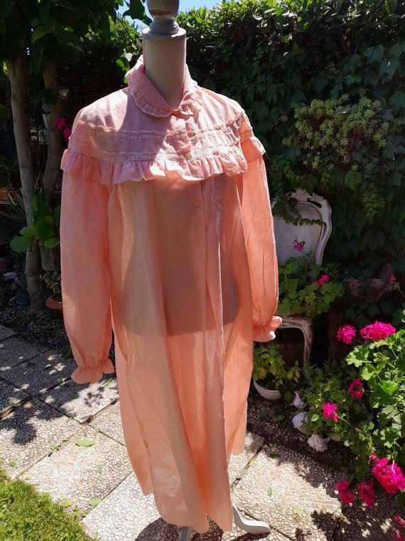 Jane Eyre style nightgown vintage 50s salmon peac… - image 6