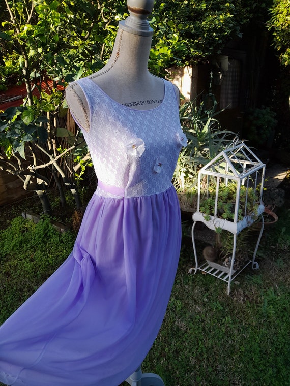 Gorgeous shabby chic nightdress vintage violet tu… - image 1