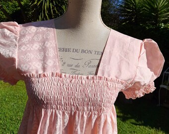 Grandma's nightgown vintage natural cotton women's shabby chic linen 50s pink night gown doll style