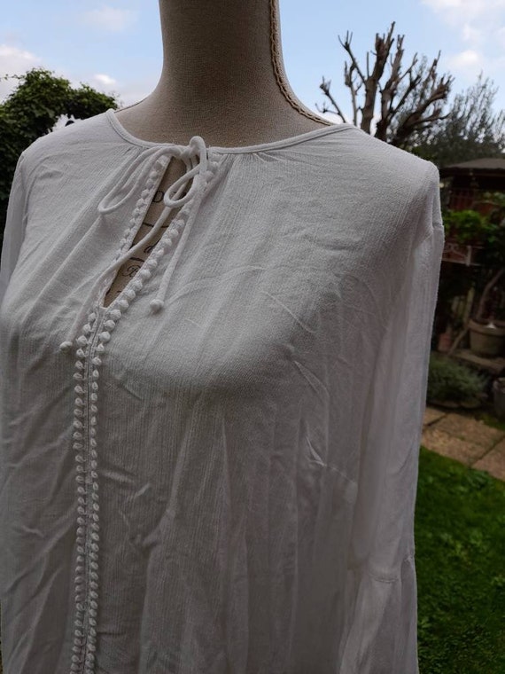 Shirt woman blouse white cotton boho chic jacket … - image 5